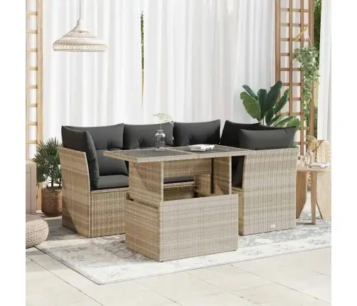 Sofos Komplektas Su Pagalvėlėmis, 5 Dalių, Pilkas, Poliratanas