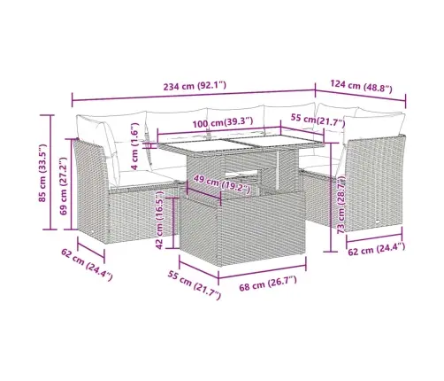 6-Daļīgs Dārza Dīvāna Komplekts, Matrači, Melna Pe Rotanpalma Vidaxl