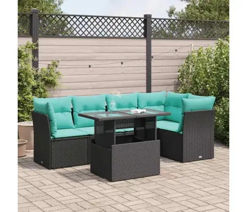 6-Osaline Aiadiivani Komplekt Patjadega, Must, Rotang/Akaatsia