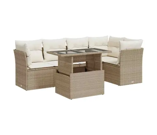 Sofos Komplektas Su Pagalvėlėmis, 6 Dalių, Smėlio, Poliratanas