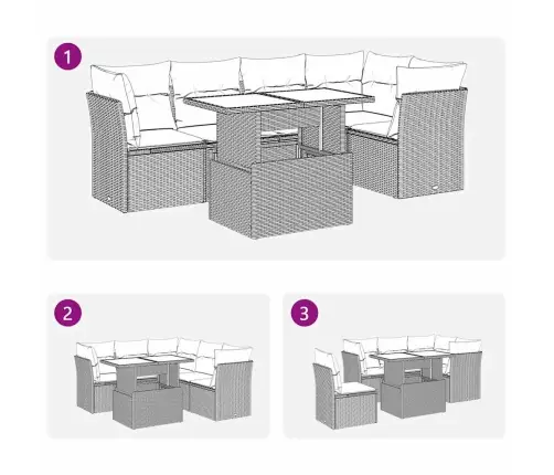 6-Osaline Aiadiivani Komplekt Patjadega, Beež, Polürotang
