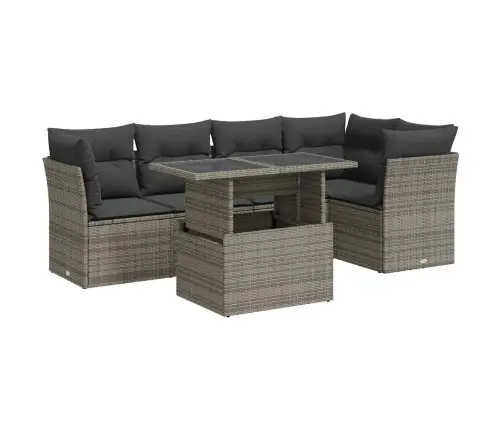 Sofos Komplektas Su Pagalvėlėmis, 6 Dalių, Pilkas, Poliratanas