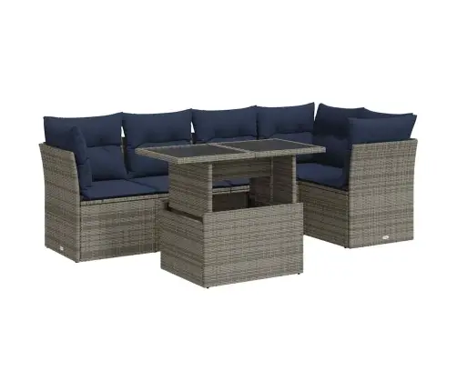 6-Daļīgs Dārza Dīvāna Komplekts, Matrači, Pelēka Pe Rotangpalma Vidaxl