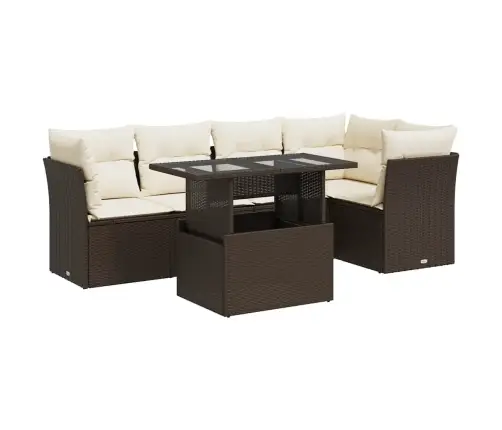 6-Daļīgs Dārza Dīvānu Komplekts, Matrači, Brūna Pe Rotangpalma Vidaxl