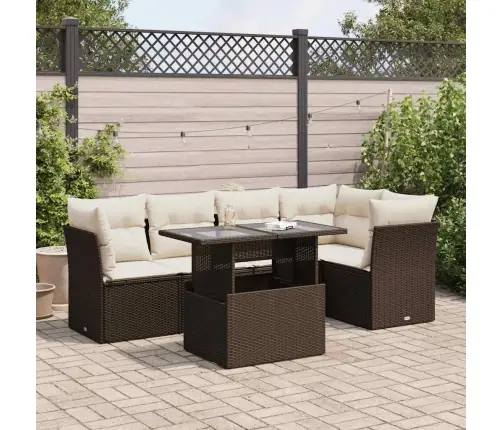 6-Daļīgs Dārza Dīvānu Komplekts, Matrači, Brūna Pe Rotangpalma Vidaxl