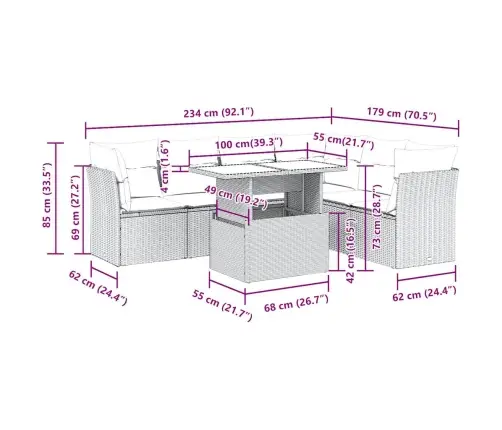 7-Daļīgs Dārza Dīvāna Komplekts Ar Matračiem, Melna Pe Vidaxl