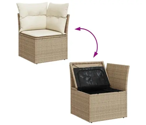 7-Daļīgs Dārza Dīvāna Komplekts, Matrači, Bēša Pe Rotangpalma Vidaxl