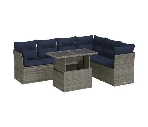 7-Daļīgs Dārza Dīvāna Komplekts, Matrači, Melna Pe Rotangpalma Vidaxl