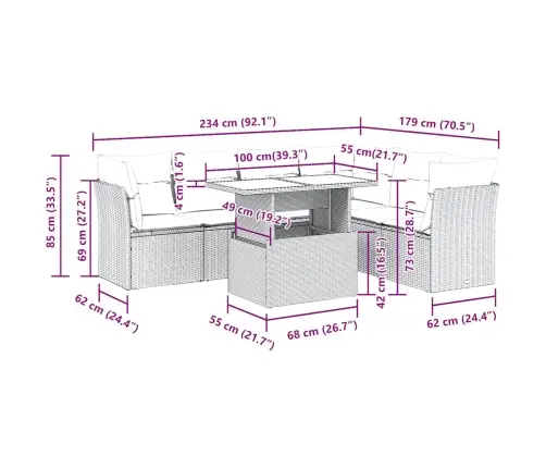 7-Daļīgs Dārza Dīvāna Komplekts, Matrači, Melna Pe Rotangpalma Vidaxl