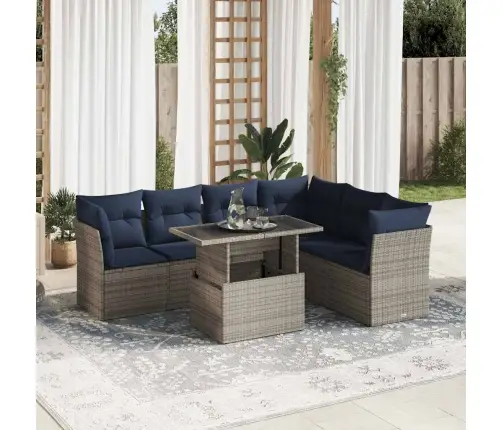 7-Daļīgs Dārza Dīvāna Komplekts, Matrači, Melna Pe Rotangpalma Vidaxl