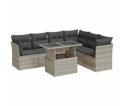 Sofos Komplektas Su Pagalvėlėmis, 7 Dalių, Pilkas, Poliratanas