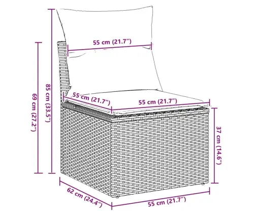 7-Daļīgs Dārza Dīvāna Komplekts, Matrači, Brūna Pe Rotangpalma Vidaxl