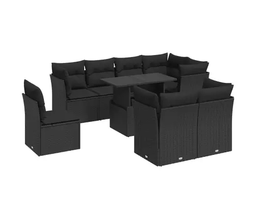 Sodo Komplektas Su Pagalvėlėmis, 9 Dalių, Juodas, Poliratanas