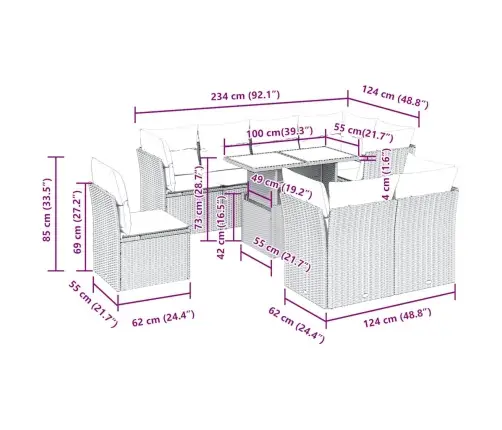 Sodo Komplektas Su Pagalvėlėmis, 9 Dalių, Juodas, Poliratanas