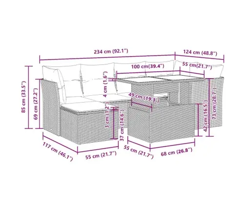7-Daļīgs Dārza Dīvāna Komplekts, Matrači, Bēša Pe Rotangpalma Vidaxl