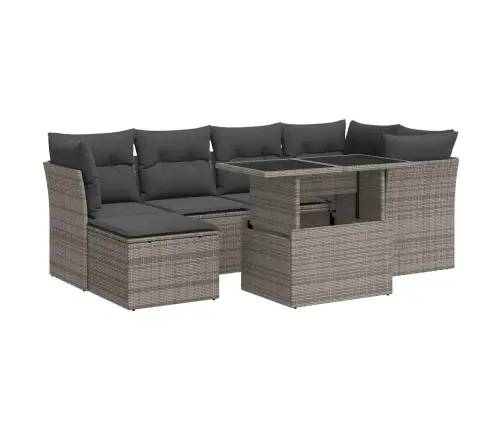 7-Daļīgs Dārza Dīvāna Komplekts, Matrači, Pelēka Pe Rotangpalma Vidaxl