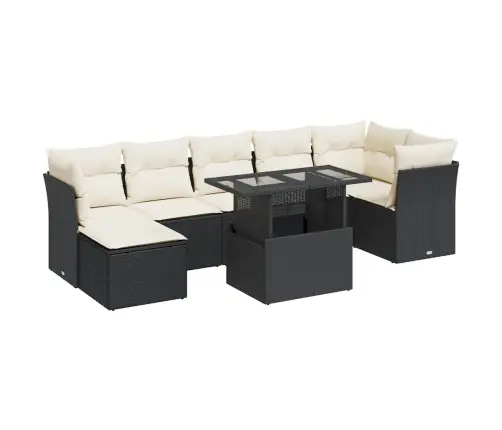 8-Daļīgs Dārza Dīvāna Komplekts, Matrači, Melna Pe Rotangpalma Vidaxl