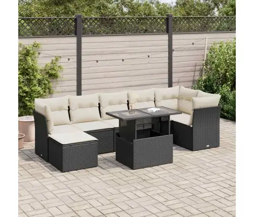 8-Daļīgs Dārza Dīvāna Komplekts, Matrači, Melna Pe Rotangpalma Vidaxl