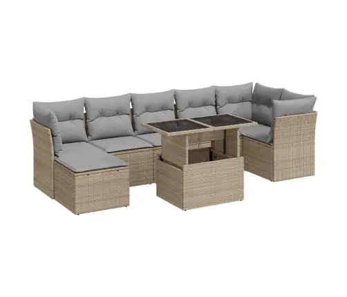 8-Osaline Aiadiivani Komplekt Patjadega, Beež, Polürotang