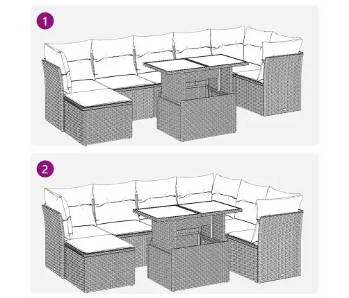 8-Osaline Aiadiivani Komplekt Patjadega, Beež, Polürotang