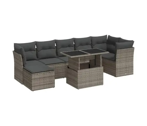 8-Daļīgs Dārza Dīvāna Komplekts Ar Matračiem, Pelēks Pe Pinums Vidaxl