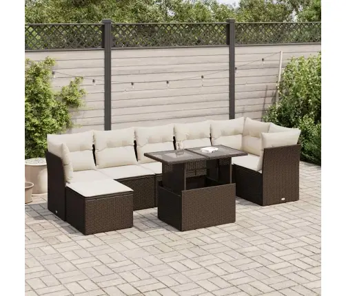 8-Osaline Aiadiivani Komplekt Patjadega, Pruun, Polürotang