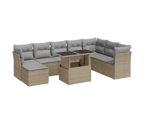 9-Osaline Aiadiivani Komplekt Patjadega, Beež, Polürotang