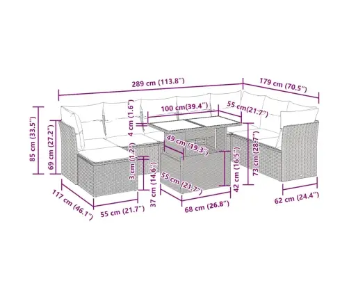 9-Osaline Aiadiivani Komplekt Patjadega, Beež, Polürotang