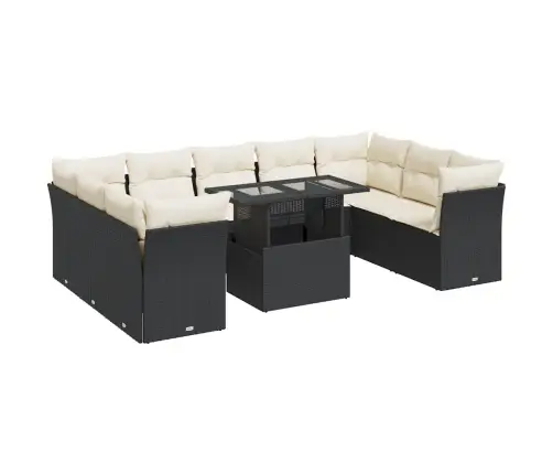 Sodo Komplektas Su Pagalvėlėmis, 10 Dalių, Juodas, Poliratanas