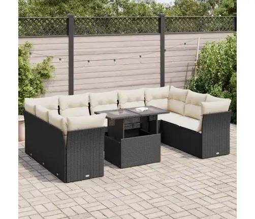 Sodo Komplektas Su Pagalvėlėmis, 10 Dalių, Juodas, Poliratanas