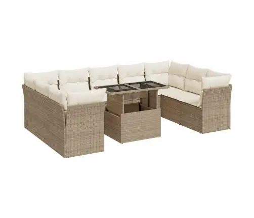 10-Osaline Aiadiivani Komplekt Patjadega, Beež, Polürotang