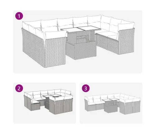 10-Osaline Aiadiivani Komplekt Patjadega, Beež, Polürotang