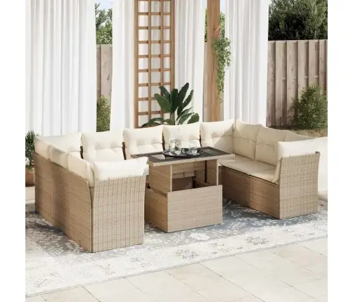 10-Osaline Aiadiivani Komplekt Patjadega, Beež, Polürotang