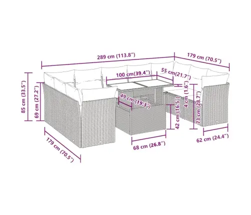Sofos Komplektas Su Pagalvėlėmis, 10 Dalių, Smėlio, Poliratanas