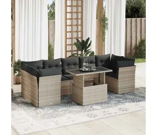 Sodo Komplektas Su Pagalvėlėmis, 10 Dalių, Pilkas, Poliratanas