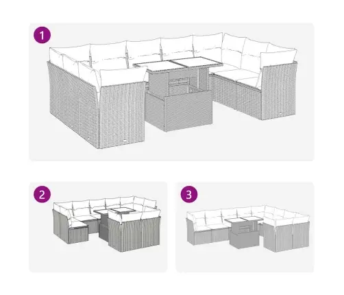 10-Osaline Aiadiivani Komplekt Patjadega, Pruun, Polürotang