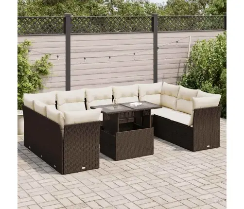 10-Osaline Aiadiivani Komplekt Patjadega, Pruun, Polürotang