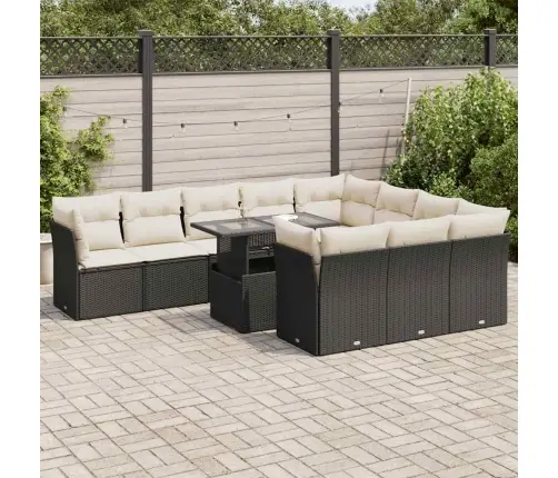 Sodo Komplektas Su Pagalvėlėmis, 11 Dalių, Juodas, Poliratanas