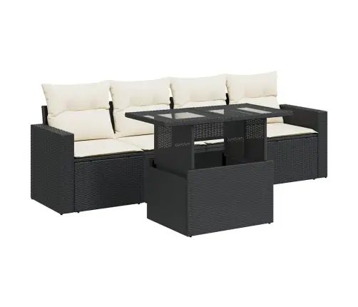 Sodo Komplektas Su Pagalvėlėmis, 5 Dalių, Juodas, Poliratanas