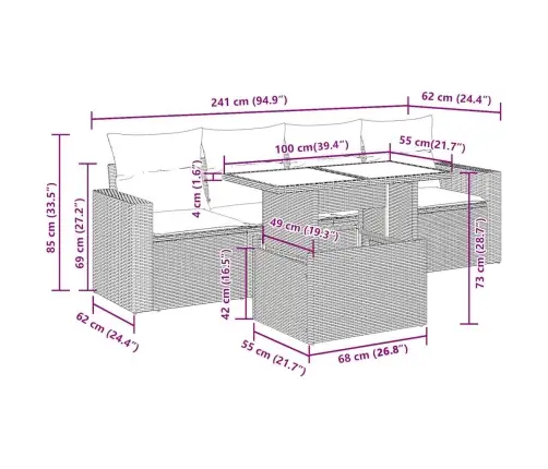 Sodo Komplektas Su Pagalvėlėmis, 5 Dalių, Juodas, Poliratanas