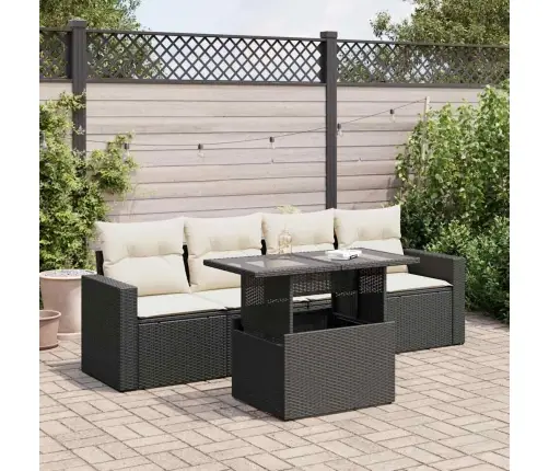 Sodo Komplektas Su Pagalvėlėmis, 5 Dalių, Juodas, Poliratanas