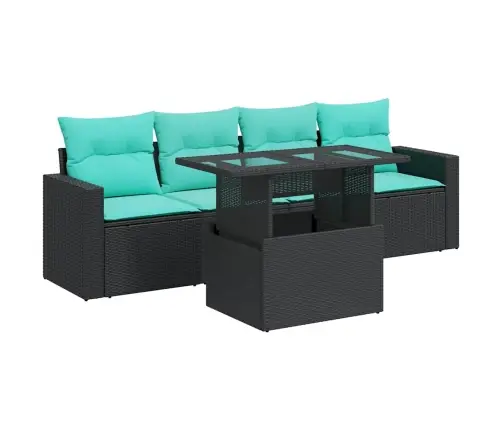 5-Daļīgs Dārza Dīvānu Komplekts, Matrači, Melna Pe Rotangpalma Vidaxl