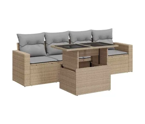 5-Osaline Aiadiivani Komplekt Patjadega, Beež, Polürotang