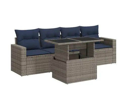 5-Daļīgs Dārza Dīvānu Komplekts, Matrači, Pelēka Pe Rotangpalma Vidaxl