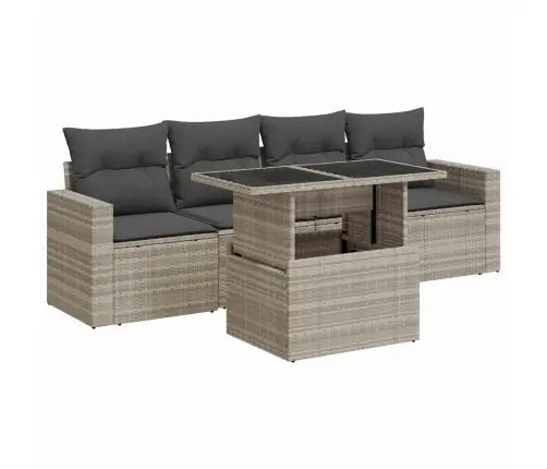 Sofos Komplektas Su Pagalvėlėmis, 5 Dalių, Pilkas, Poliratanas