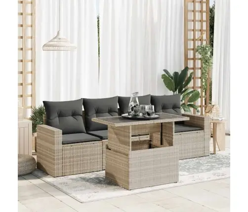 Sofos Komplektas Su Pagalvėlėmis, 5 Dalių, Pilkas, Poliratanas