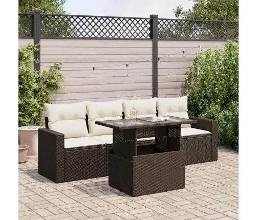 5-Osaline Aiamööblikomplekt Patjadega, Pruun, Polürotang