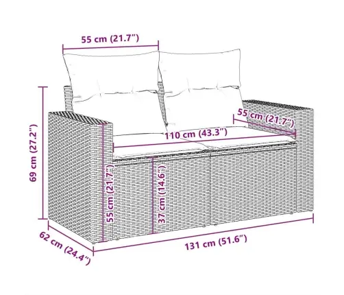 6-Daļīgs Dārza Dīvāna Komplekts, Matrači, Melna Pe Rotanpalma Vidaxl