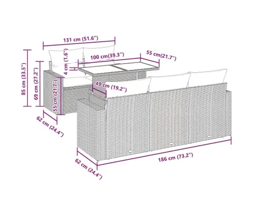 6-Daļīgs Dārza Dīvāna Komplekts, Matrači, Melna Pe Rotangpalma Vidaxl
