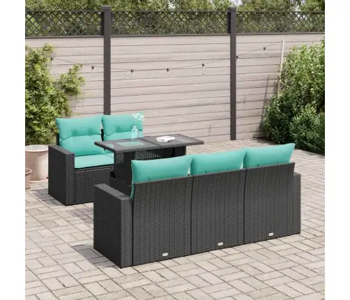 6-Daļīgs Dārza Dīvāna Komplekts, Matrači, Melna Pe Rotangpalma Vidaxl